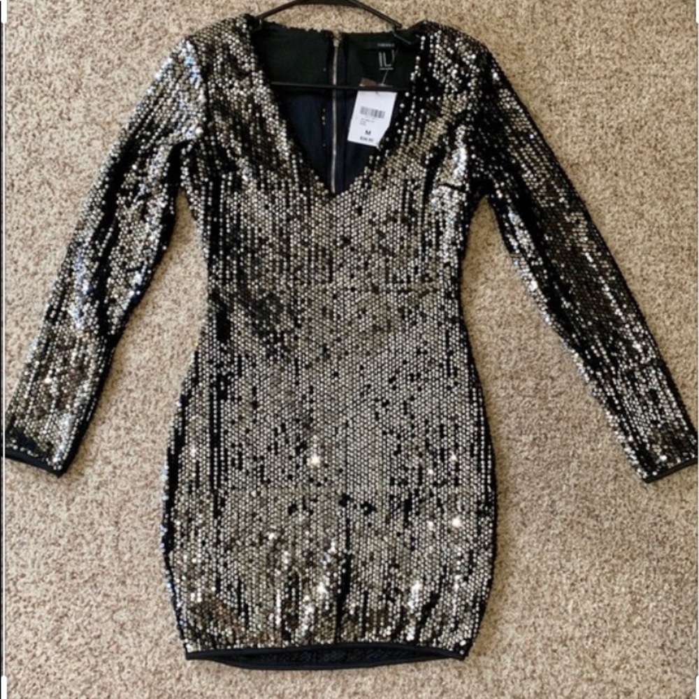 Sequin V-neck Evening Dress